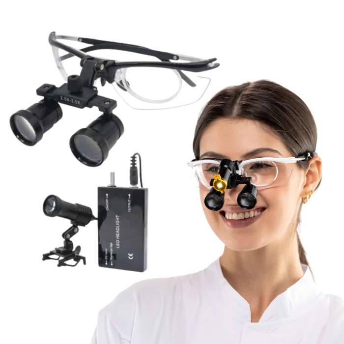 Lupa X2 con Lentes de 2,5x y 3,5x y Lámpara Frontal Recargable de 5 Vatios