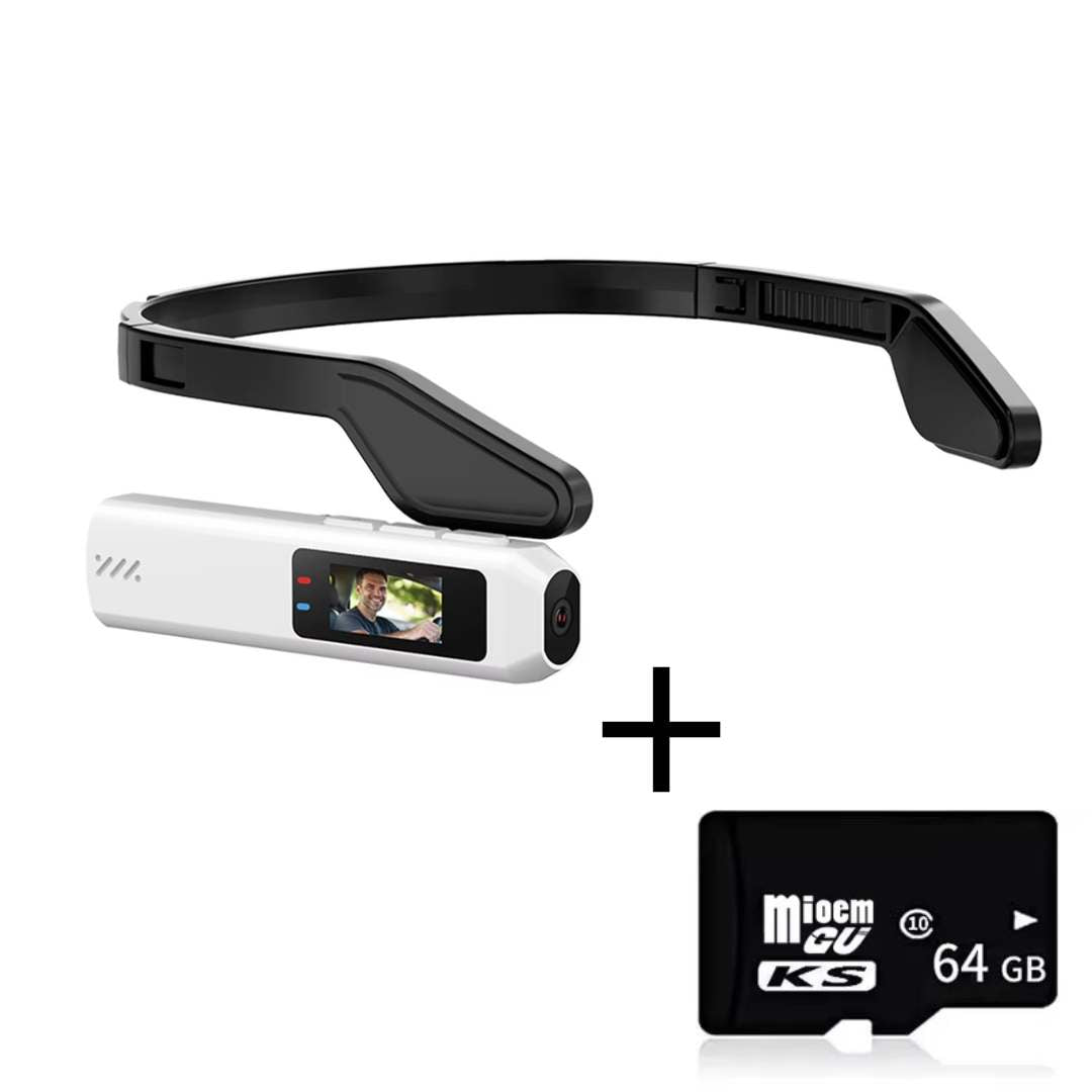 Cámara Portátil 2.7K con Soporte de Cabeza para Grabación de Procedimientos de Trabajo