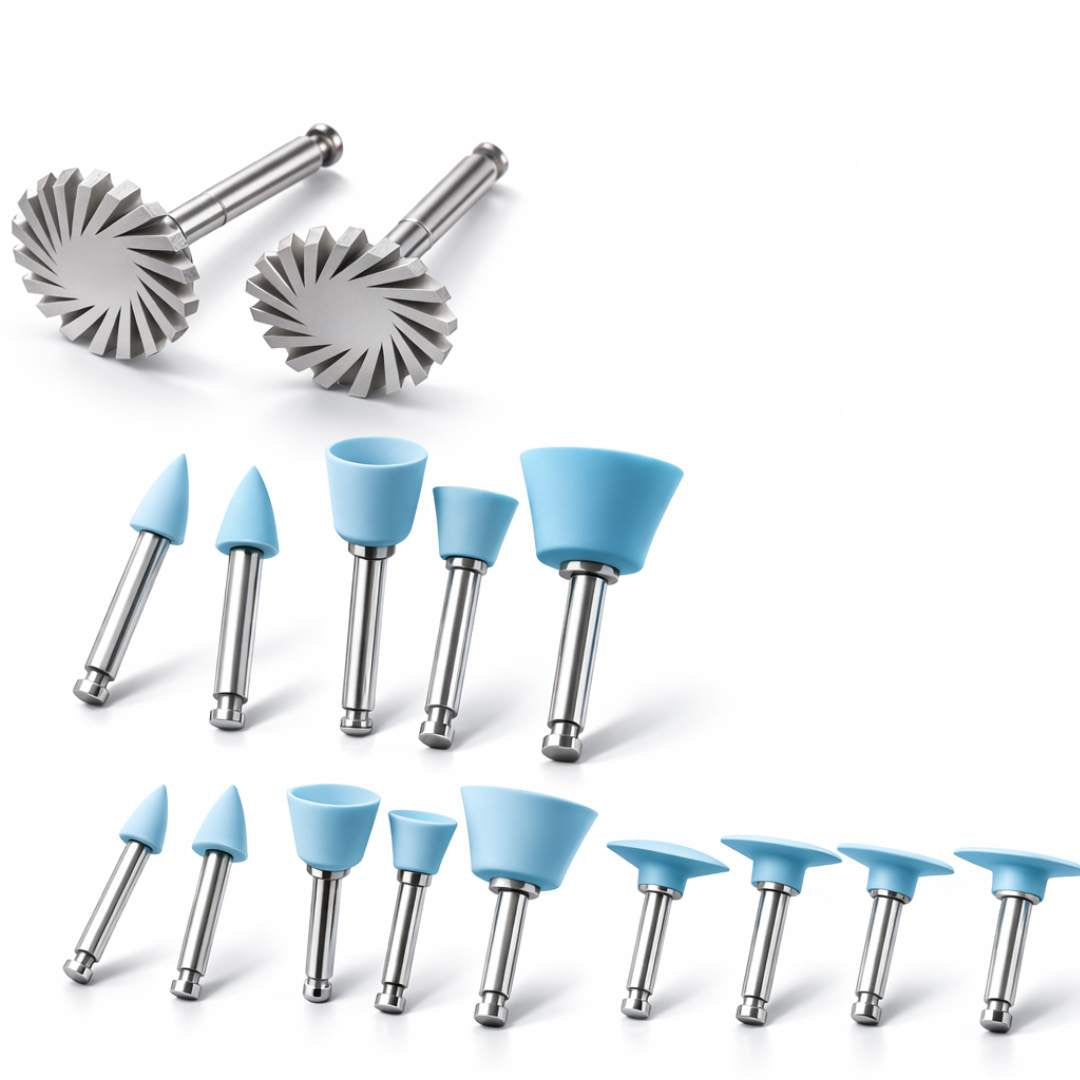 Kit de Pulido para Resina y Porcelana – 14 Piezas (RA 2,35 mm Universal) de Baja Velocidad