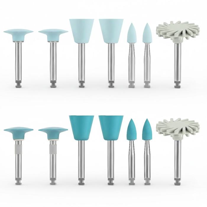 Kit de Pulido para Resina y Porcelana – 14 Piezas (RA 2,35 mm Universal) de Baja Velocidad